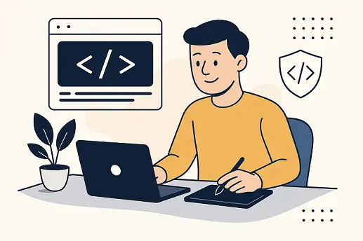 Pim on his computer